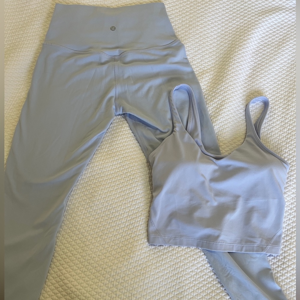 Lululemon align set in pastel blue align tank top and leggings size women’s 6